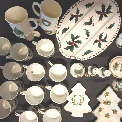 Lefton China 12 Mugs, Japan Sugar, Creamer, Candy Dish,