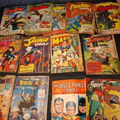 Comics: 1942 Shadow, Trail Blazer, Pioneer, Bill Barnes x 25 pc -