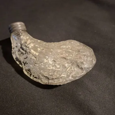 antique glass oyster shell-shaped pocket whiskey flask