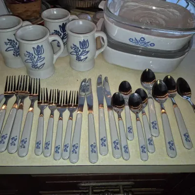 Pfaltzgraft Mugs, Silverware Set For 4, Corningware