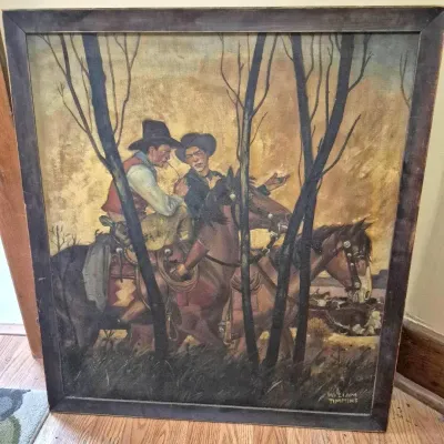 Canvas Painting Williams Timmons -Two Cowboys On Horseback RESERVE: $500.00