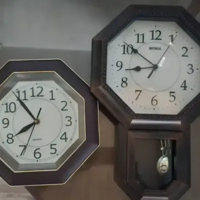 Pair Of MCM Clocks Vintage Brown Plastic