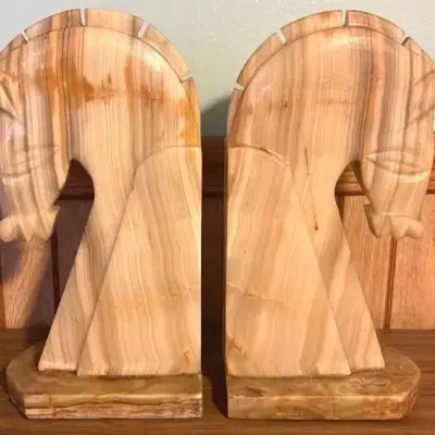 Marble Horse Bookends 