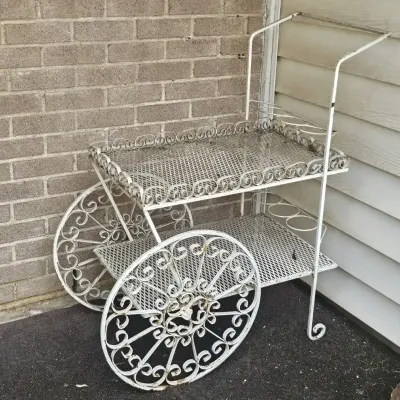 Vintage French Metal Tea Cart