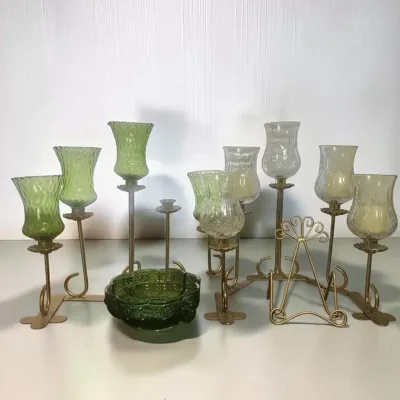 Vintage Brass and Glass Peg Votive Candle Holders