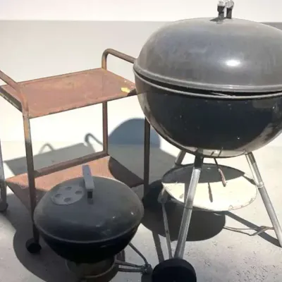 Assorted Grills And Serving Cart