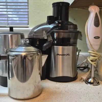 PowerXL Self-Cleaning Juicer Plus, Electric Coffee Kettles, & Hand Blenders