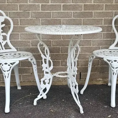 White Wrought Iron Bistro Set