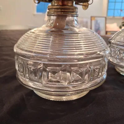 2 GLASS OIL LAMPS