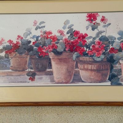 DAWNA BARTON “GERANIUMS” FRAMED PICTURE