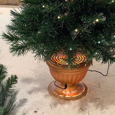 VERY LARGE WREATH, LIGHTED WREATH AND FIBER OPTIC CHRISTMAS TREE