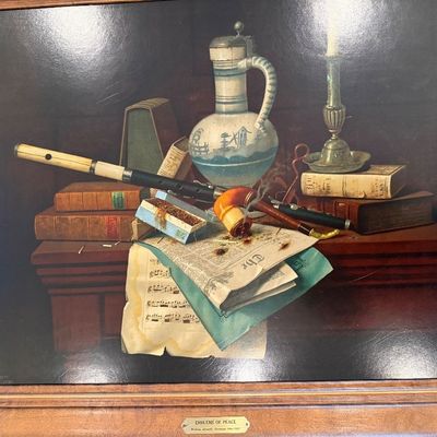 WILLIAM HARNETT “EMBLEMS OF PEACE” FRAMED PICTURE