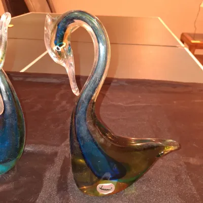 MURANO VENZIA ART GLASS SWAN FIGURES MADE IN ITALY