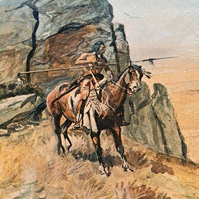 C.M. RUSSELL “THE OUTPOST” FRAMED PAINTING