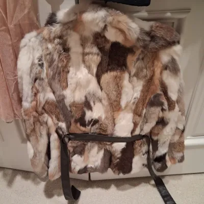 ANTIQUE DRESS AND FUR COLLAR COAT PLUS A RABBIT FUR JACKET