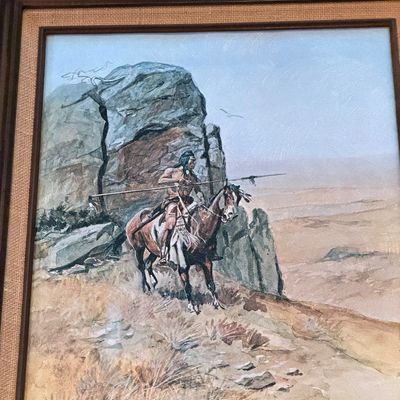C.M. RUSSELL “THE OUTPOST” FRAMED PAINTING