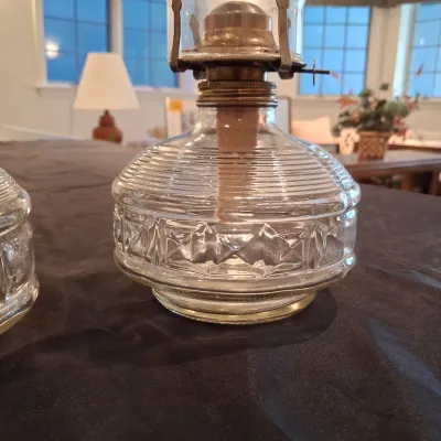 2 GLASS OIL LAMPS
