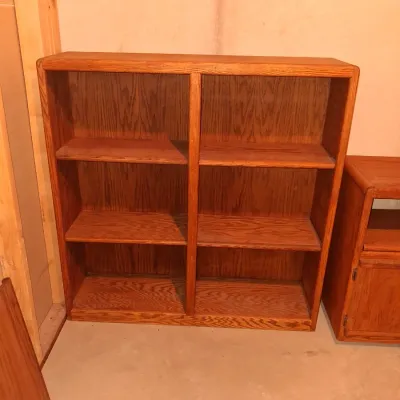ADJUSTABLE SHELF DOUBLE BOOKCASE AND MEDIA STAND OR MICROWAVE CART
