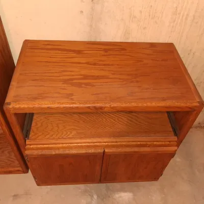 ADJUSTABLE SHELF DOUBLE BOOKCASE AND MEDIA STAND OR MICROWAVE CART