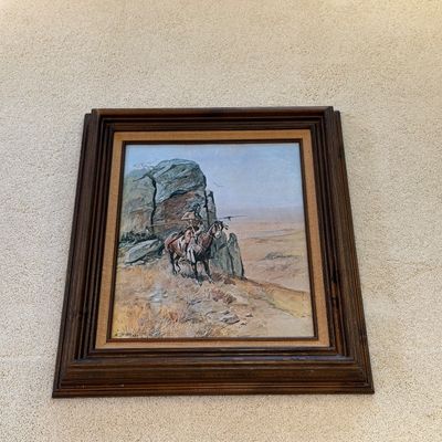 C.M. RUSSELL “THE OUTPOST” FRAMED PAINTING