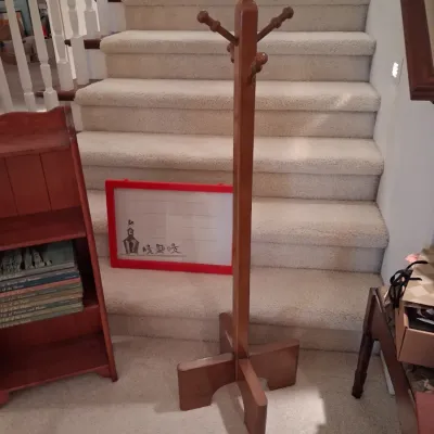 CHILD SIZE COAT RACK AND BOOKCASE, GLOBE AND DRY ERASE BOARD