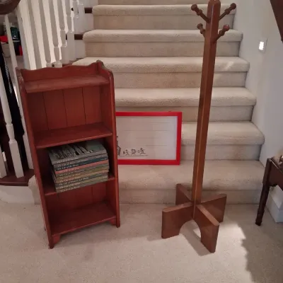 CHILD SIZE COAT RACK AND BOOKCASE, GLOBE AND DRY ERASE BOARD