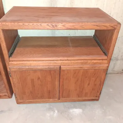 ADJUSTABLE SHELF DOUBLE BOOKCASE AND MEDIA STAND OR MICROWAVE CART