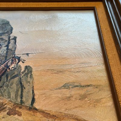 C.M. RUSSELL “THE OUTPOST” FRAMED PAINTING