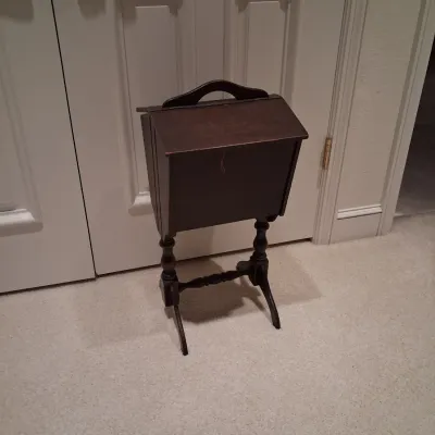 STAND ALONE SEWING BASKET WITH 2 HINGED LIDS AND FULL OF NOTIONS