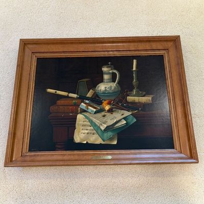 WILLIAM HARNETT “EMBLEMS OF PEACE” FRAMED PICTURE