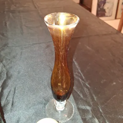 2 HEAVY BRASS CANDLESTICKS AND 3 VASES