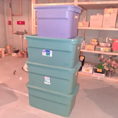 THREE 33 GALLON AND ONE 22 GALLON STORAGE TOTES