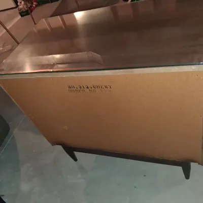 MID-CENTURY 3 CEDAR DRAWER CHEST WITH PROTECTIVE GLASS ON TOP