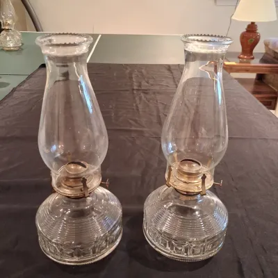2 GLASS OIL LAMPS