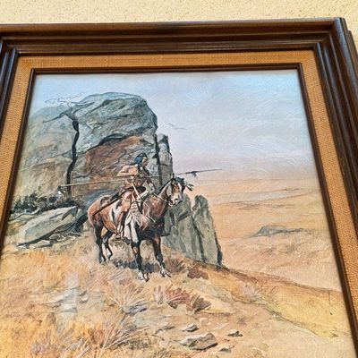 C.M. RUSSELL “THE OUTPOST” FRAMED PAINTING