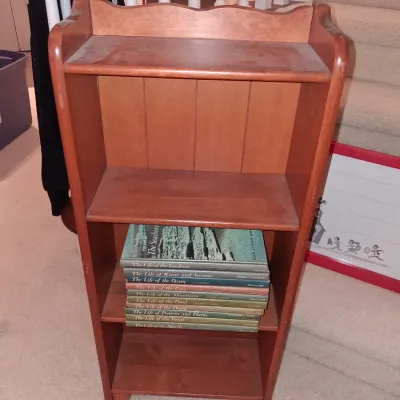 CHILD SIZE COAT RACK AND BOOKCASE, GLOBE AND DRY ERASE BOARD