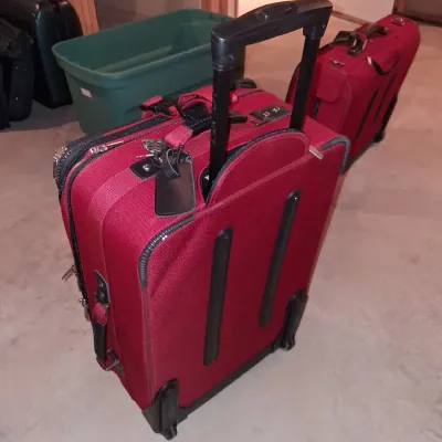 SUITCASE AND GARMENT BAG BOTH ON 2 WHEELS