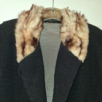 ANTIQUE DRESS AND FUR COLLAR COAT PLUS A RABBIT FUR JACKET