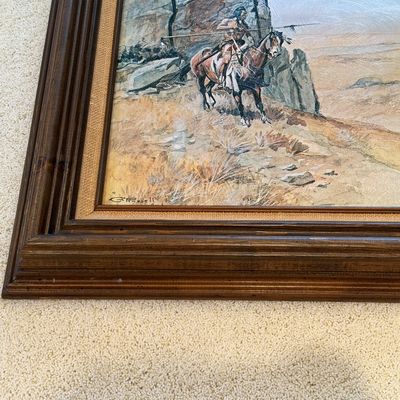 C.M. RUSSELL “THE OUTPOST” FRAMED PAINTING