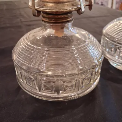 2 GLASS OIL LAMPS