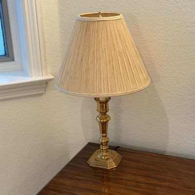 VINTAGE OFFICE DESK WITH 5 DRAWERS, CHAIR AND LAMP