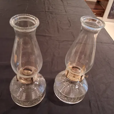 2 GLASS OIL LAMPS