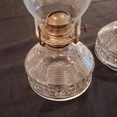 2 GLASS OIL LAMPS