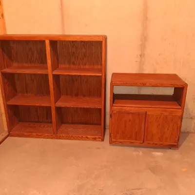 ADJUSTABLE SHELF DOUBLE BOOKCASE AND MEDIA STAND OR MICROWAVE CART
