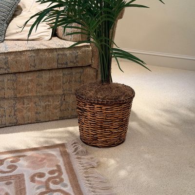 ARTIFICIAL TREE WITH WOVEN BASKET AND CALLAWAY RUG