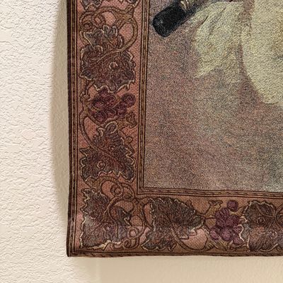 BEAUTIFUL FRENCH WALL TAPESTRY WITH WALL MOUNT AND ROD