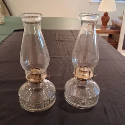 2 GLASS OIL LAMPS