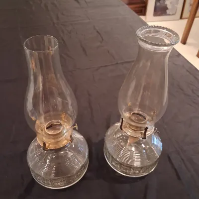 2 GLASS OIL LAMPS