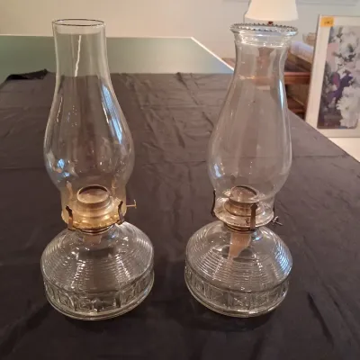 2 GLASS OIL LAMPS