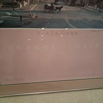 LEATHER SUITCASE AND SIGNED POSTER "PLAZA DAWN"